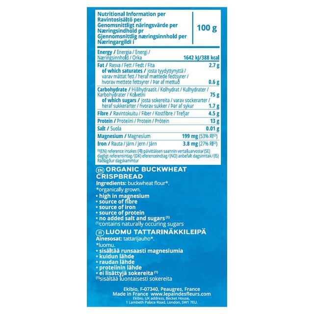 Le Pain Des Fleurs Organic Buckwheat No Added Salt or Sugar Crispbread thumbnail 3