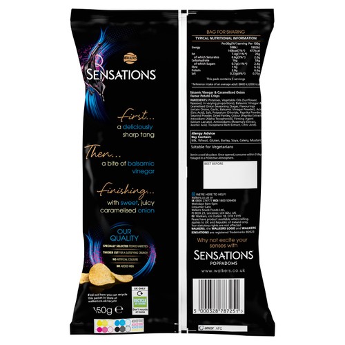 Sensations Balsamic Vinegar & Caramelised Onion Sharing Bag Crisps thumbnail 2