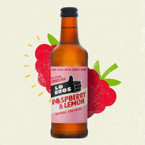 Lo Bros Kombucha Raspberry & Lemon Low Sugar thumbnail 6