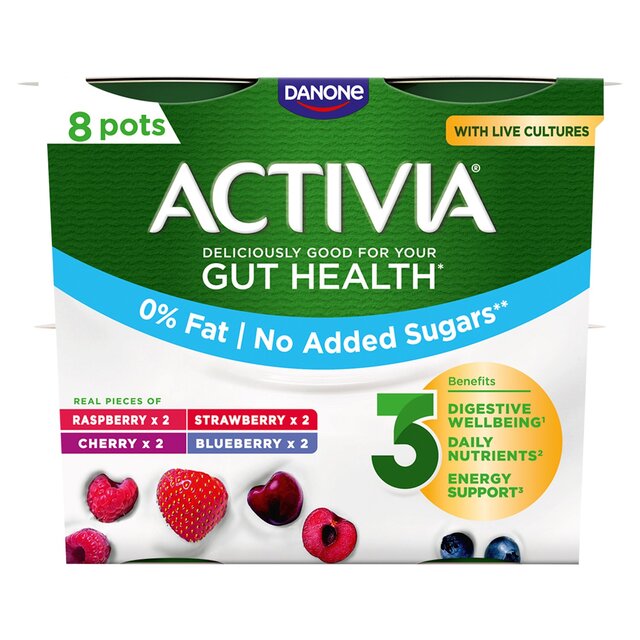 Activia Strawberry Raspberry Cherry & Blueberry No Added Sugar Fat Free thumbnail 2