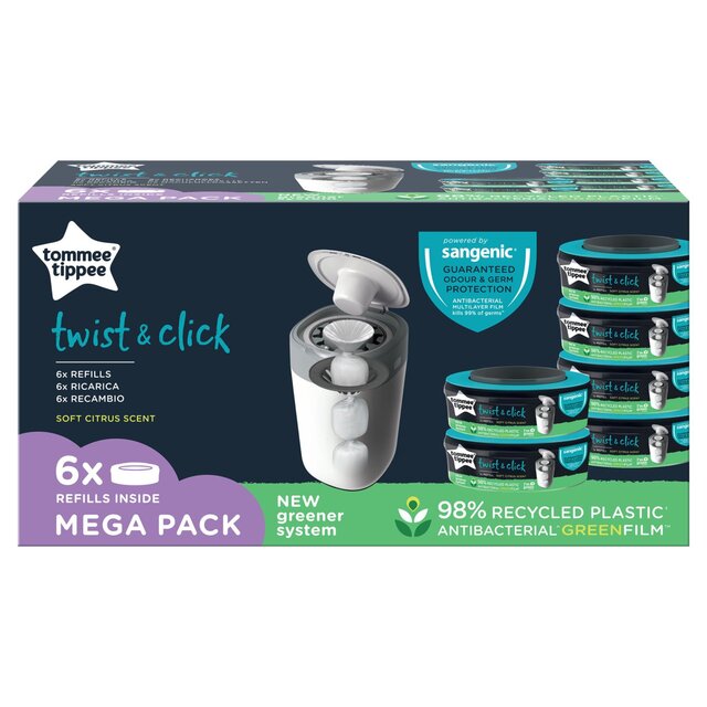 Tommee Tippee Twist & Click Nappy Bin Refill Casettes, Multipack thumbnail 3