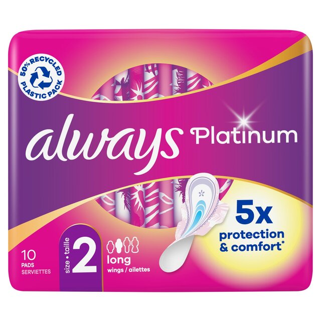 Always Platinum Long Sanitary Towels Wings Size 2