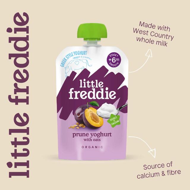 Little Freddie Prune Greek Style Yoghurt with Oats Organic Pouch, 6 mths+ thumbnail 2