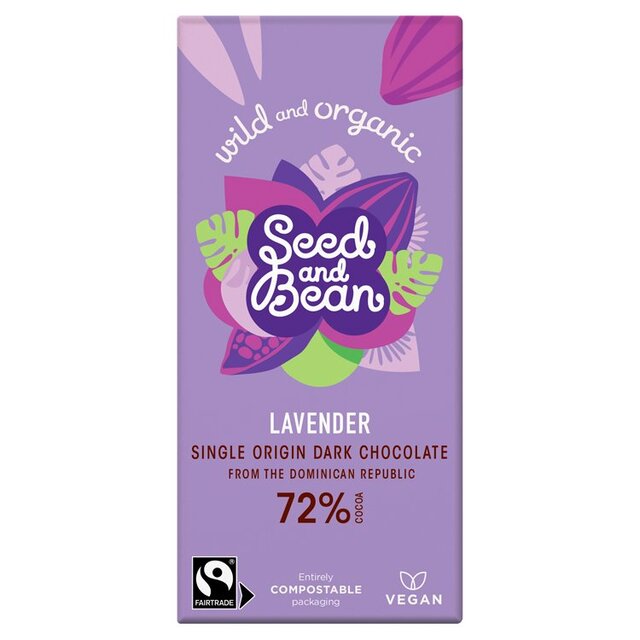Seed & Bean Organic Extra Dark Chocolate Bar 72% Lavender