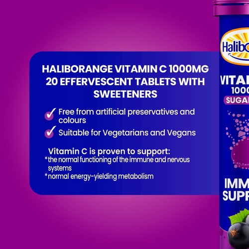 Haliborange Vitamin C Blackcurrant Effervescent Tablets 1000mg 12yrs+  thumbnail 2