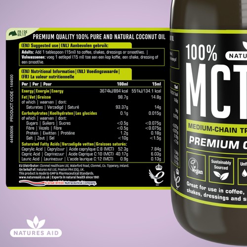 Natures Aid 100% MCT Oil Premium Coconut Oil  thumbnail 5