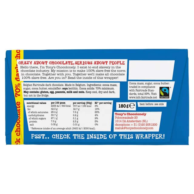 Tony's Chocolonely Dark Chocolate 70% thumbnail 2