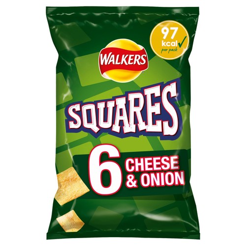 Walkers Squares Cheese & Onion Multipack Snacks Crisps 6x22g thumbnail 2