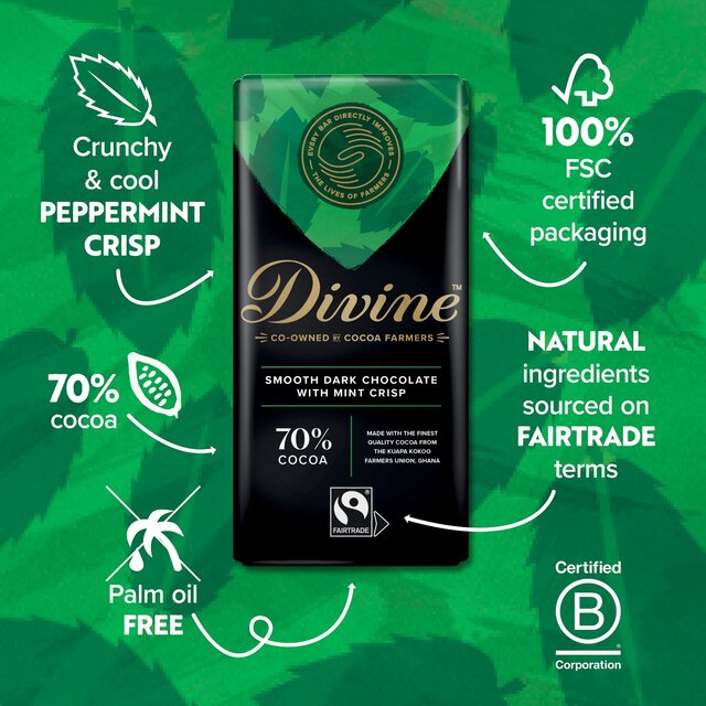 Divine 70% Dark Chocolate with Mint Crisp thumbnail 4