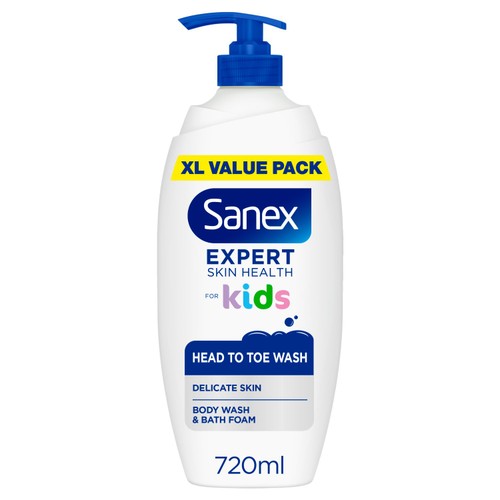 Sanex Expert Skin Health Kids Bubble Bath Body Wash Shower Gel Pump