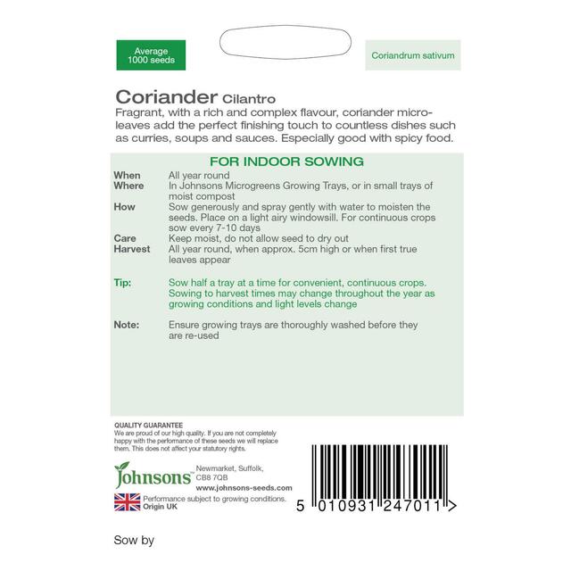 Johnsons Seeds - Microgreens Coriander thumbnail 2