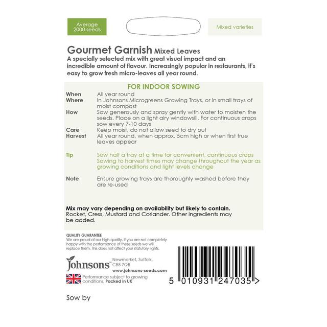Johnsons Seeds - Microgreens Gourmet Garnish thumbnail 2