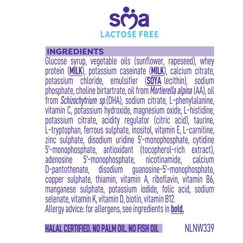 SMA LF Lactose Free Infant Milk Powder Formula, From Birth 400g thumbnail 7