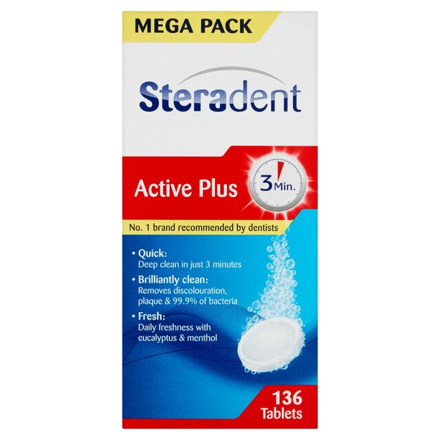 Steradent Active Plus Denture Cleaner Menthol Tablets
