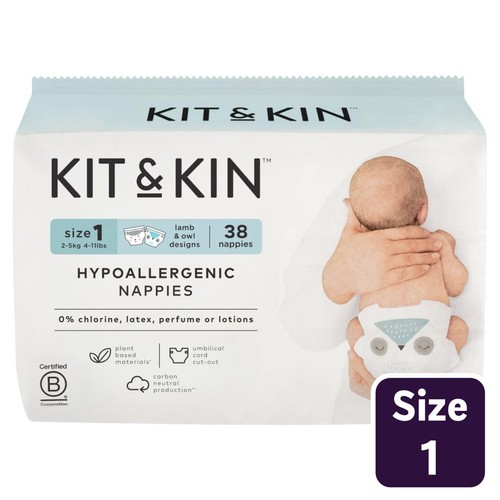 Kit & Kin Eco Nappies, Size 1 (2-5kg)