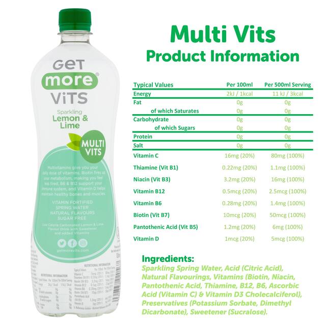 Get More Multivitamins Sparkling Water Lemon & Lime thumbnail 3