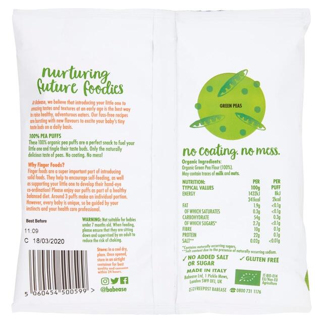 Babease Organic Baby Snack Pea Puffs, 7 mths+ thumbnail 3