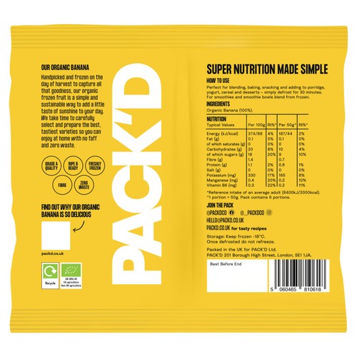 PACK'D Organic Ripe & Creamy Sliced Bananas thumbnail 2