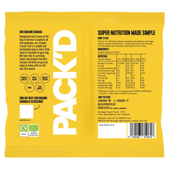 PACK'D Organic Ripe & Creamy Sliced Bananas thumbnail 2