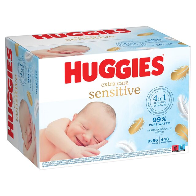 Huggies Extra Care Sensitive 99% Water Baby Wipes, Big Pack thumbnail 3
