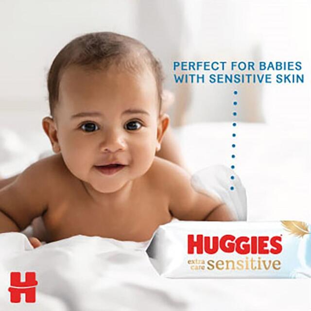 Huggies Extra Care Sensitive 99% Water Baby Wipes, Big Pack thumbnail 7