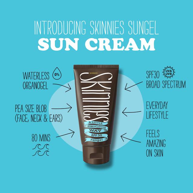 Skinnies SPF 30 Sunscreen Sungel, Vegan thumbnail 2