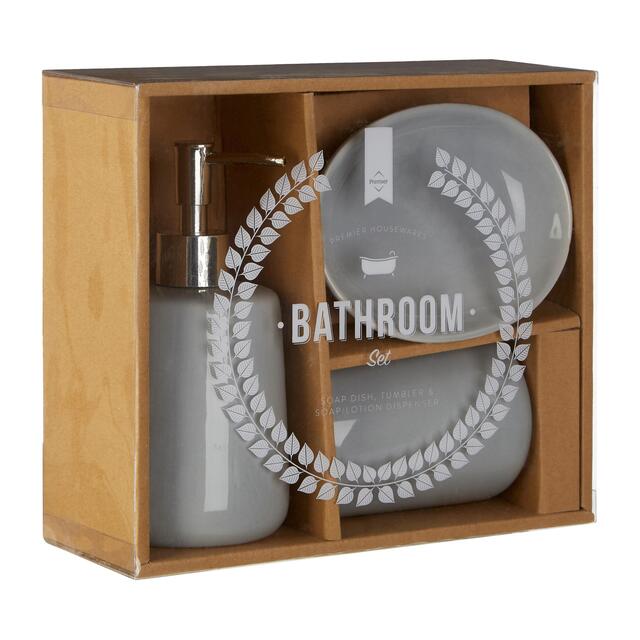 Premier Housewares Bathroom Set, Grey thumbnail 2