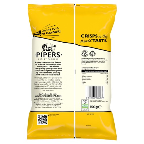 Pipers Wyke Farm Cheddar & Onion Sharing Bag Crisps thumbnail 2