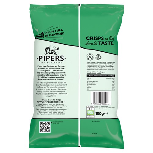 Pipers Burrow Hill Cider Vinegar & Sea Salt Sharing Bag Crisps thumbnail 2