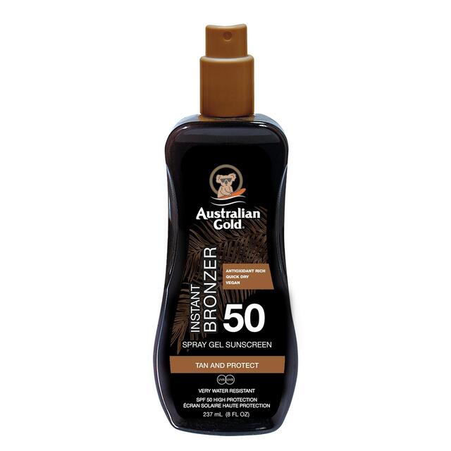 Australian Gold SPF 50 Sunscreen Spray with Instant Bronzer thumbnail 2