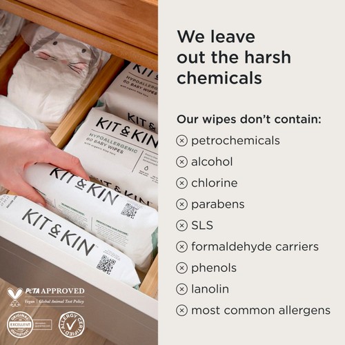 Kit & Kin Hypoallergenic Baby Wipes Multipack thumbnail 4