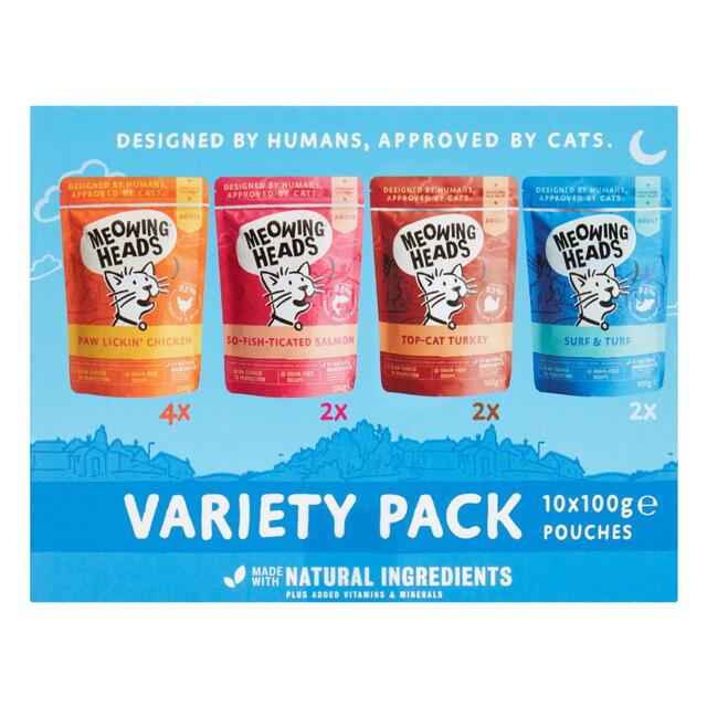 Meowing Heads Adult Cat Food Wet Pouches Variety Pack thumbnail 2