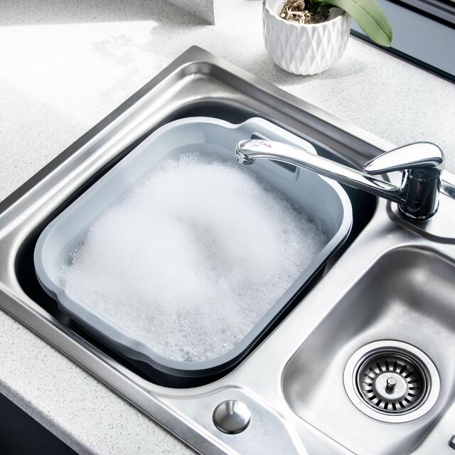 Addis 100% Recycled Washing Up Bowl, Light Grey 9.5L thumbnail 2