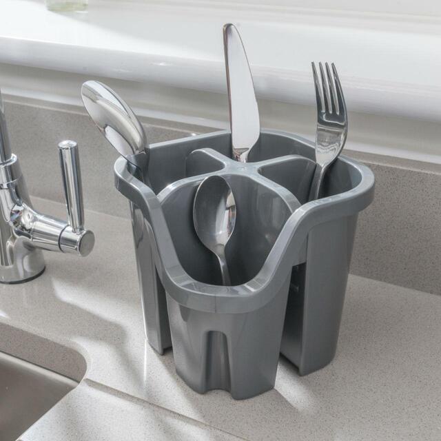 Addis 100% Recycled Cutlery Drainer, Light Grey thumbnail 2