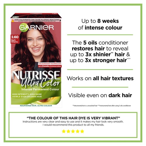 Garnier Nutrisse Ultra-Colour 2.60 Dark Cherry Permanent Hair Dye thumbnail 2