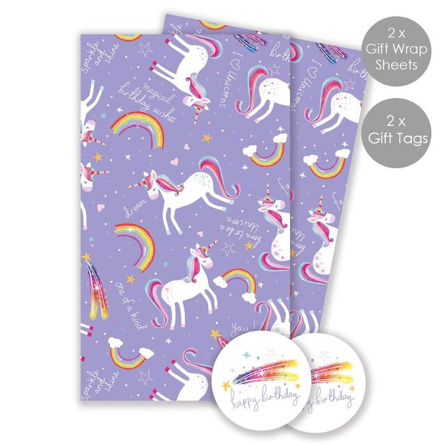 Unicorn Gift Wrap Sheets & Tags