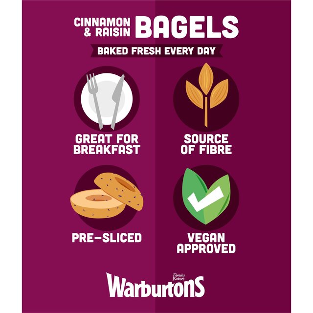 Warburtons Cinnamon & Raisin Bagels thumbnail 5