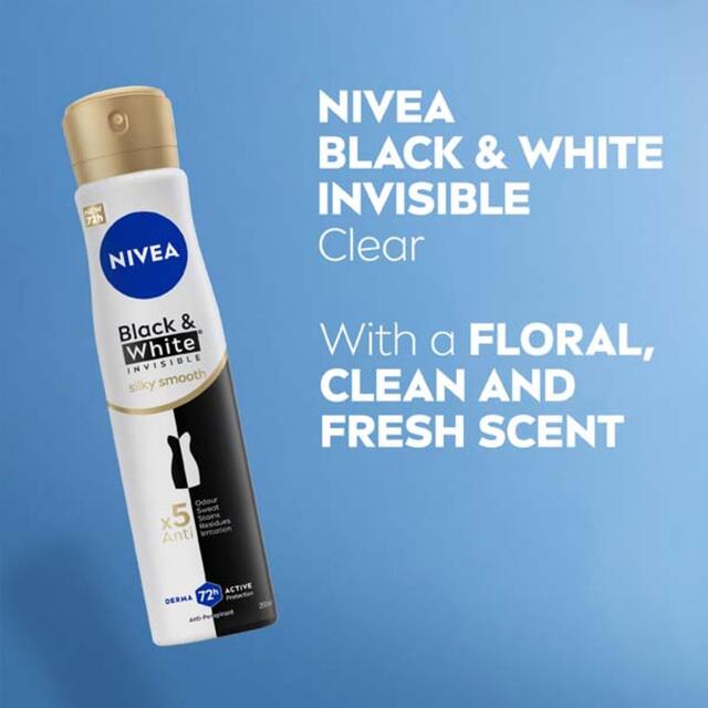 NIVEA Black & White Silky Smooth Anti-Perspirant Deodorant Spray thumbnail 6