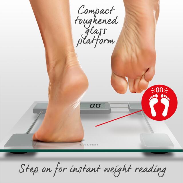Salter Toughened Glass Compact Electronic Bathroom Scale - Silver thumbnail 5