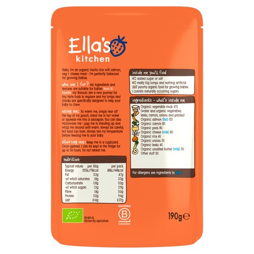 Ella's Kitchen Salmon Risotto with Cheese Baby Food Pouch 10+ Months thumbnail 3