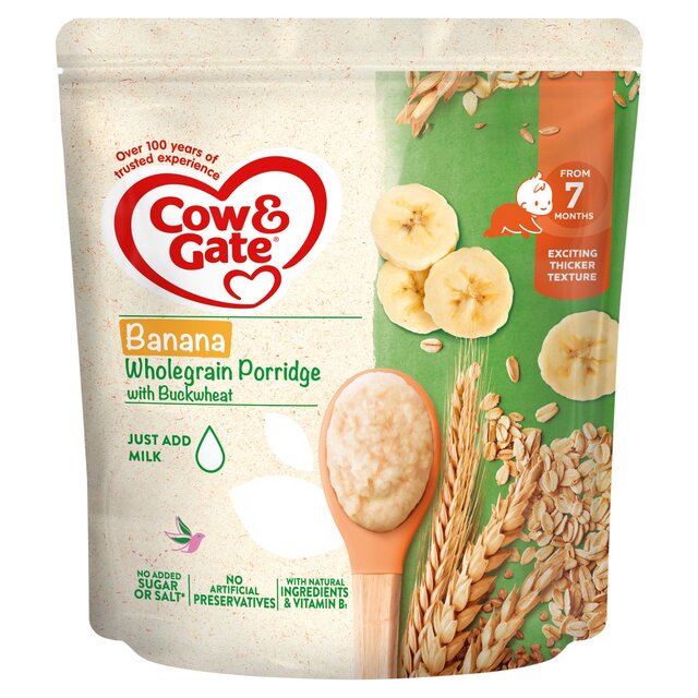 Cow & Gate Banana Wholegrain Porridge Baby Cereal 7+ Months - Image 1