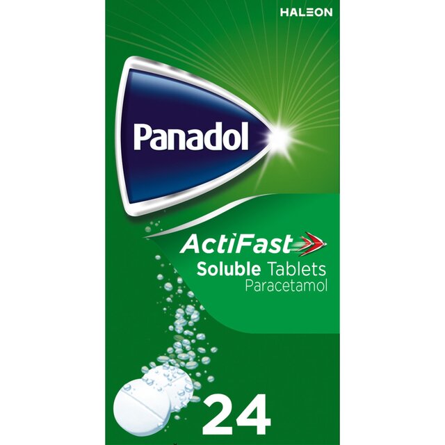 Panadol ActiFast Soluble Paracetamol Painkillers 500mg 24 Tablets