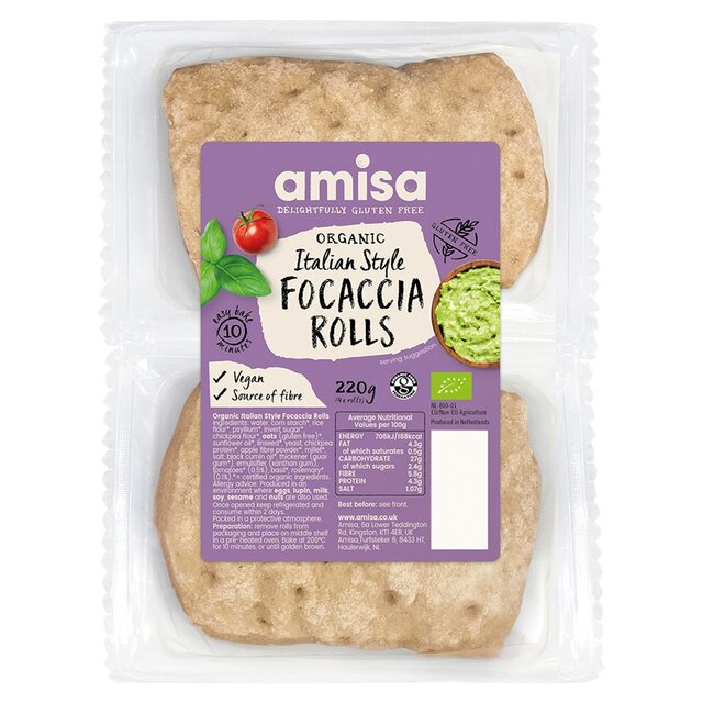 Amisa Organic Gluten Free Focaccia Rolls