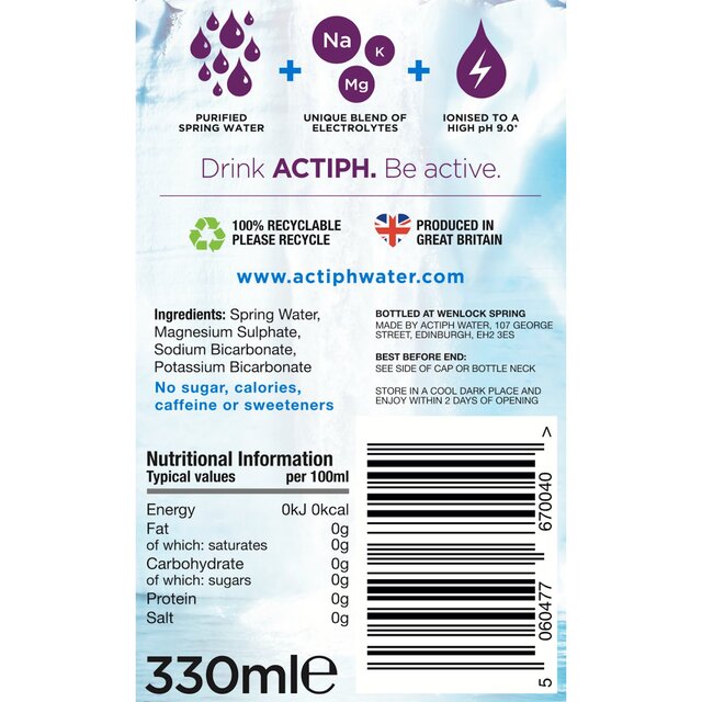 ACTIPH Alkaline Ionised Water Glass Bottle thumbnail 3