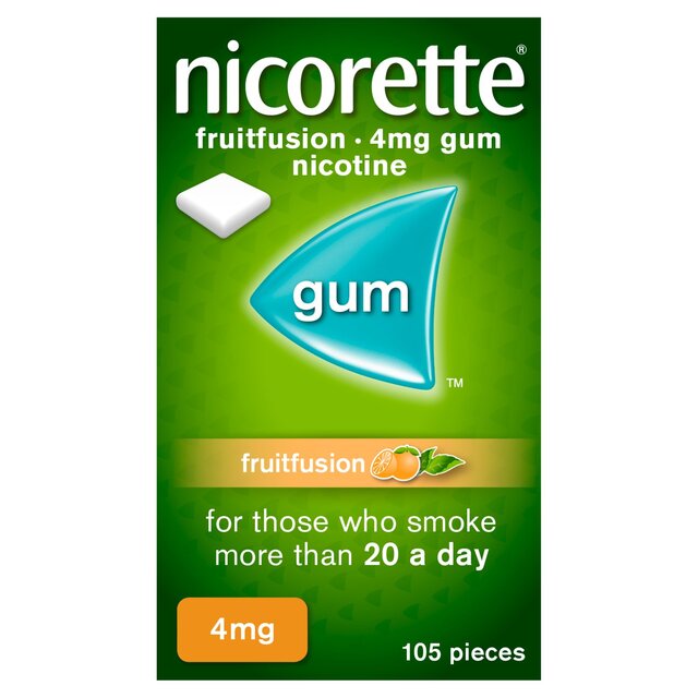 Nicorette Fruit Fusion Chewing Gum, 4 mg, 105 count (Stop Smoking Aid) thumbnail 2