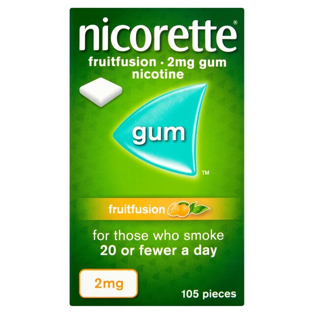 Nicorette Fruit Fusion Chewing Gum, 2 mg, 105 Pieces (Stop Smoking Aid) thumbnail 2