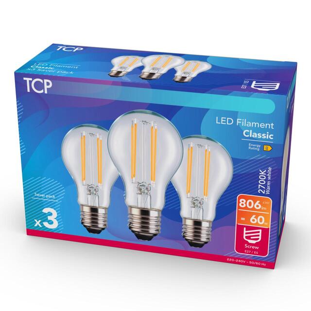 TCP Classic LED Clear Screw 60W Light Bulbs thumbnail 2