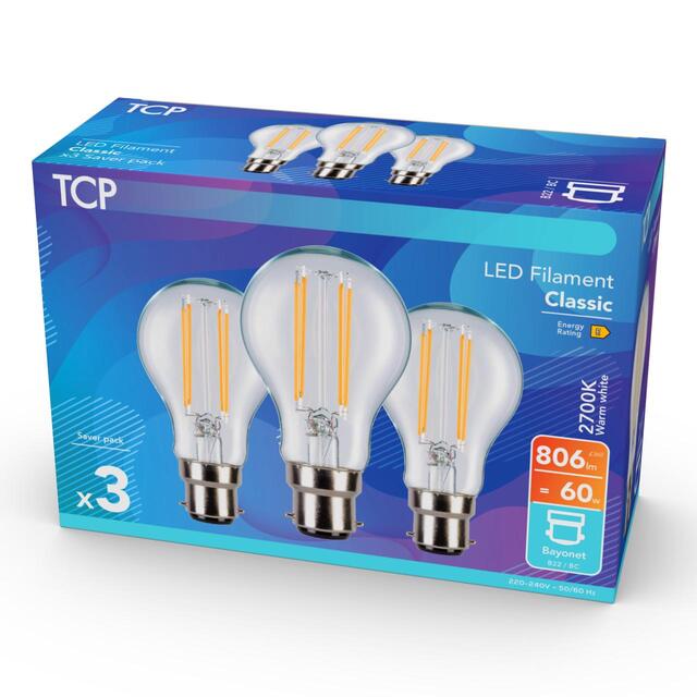 TCP Classic LED Bayonet 60W Light Bulbs thumbnail 2