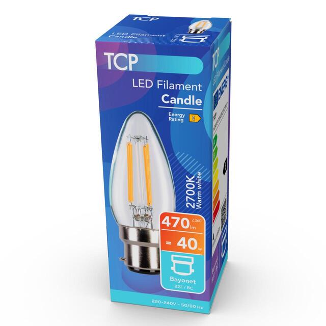 TCP Candle Clear Bayonet 40W Light Bulb thumbnail 2