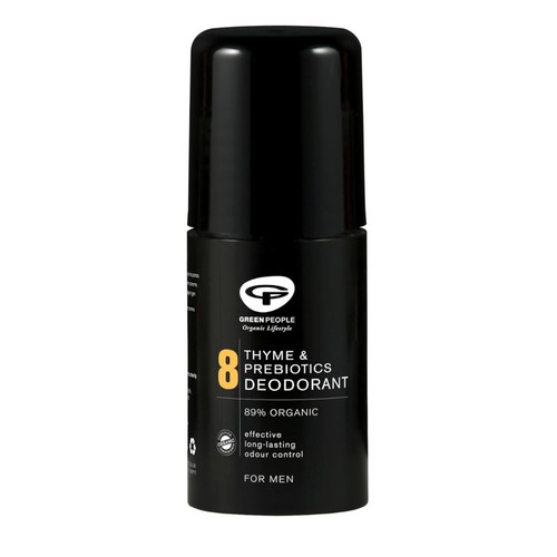 Green People Organic Men's Roll On Deodorant, Thyme & Prebiotics, Vegan